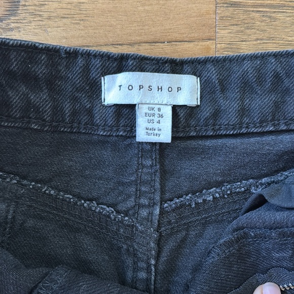 Topshop Black Denim Skirt Size Small - Picture 3 of 4